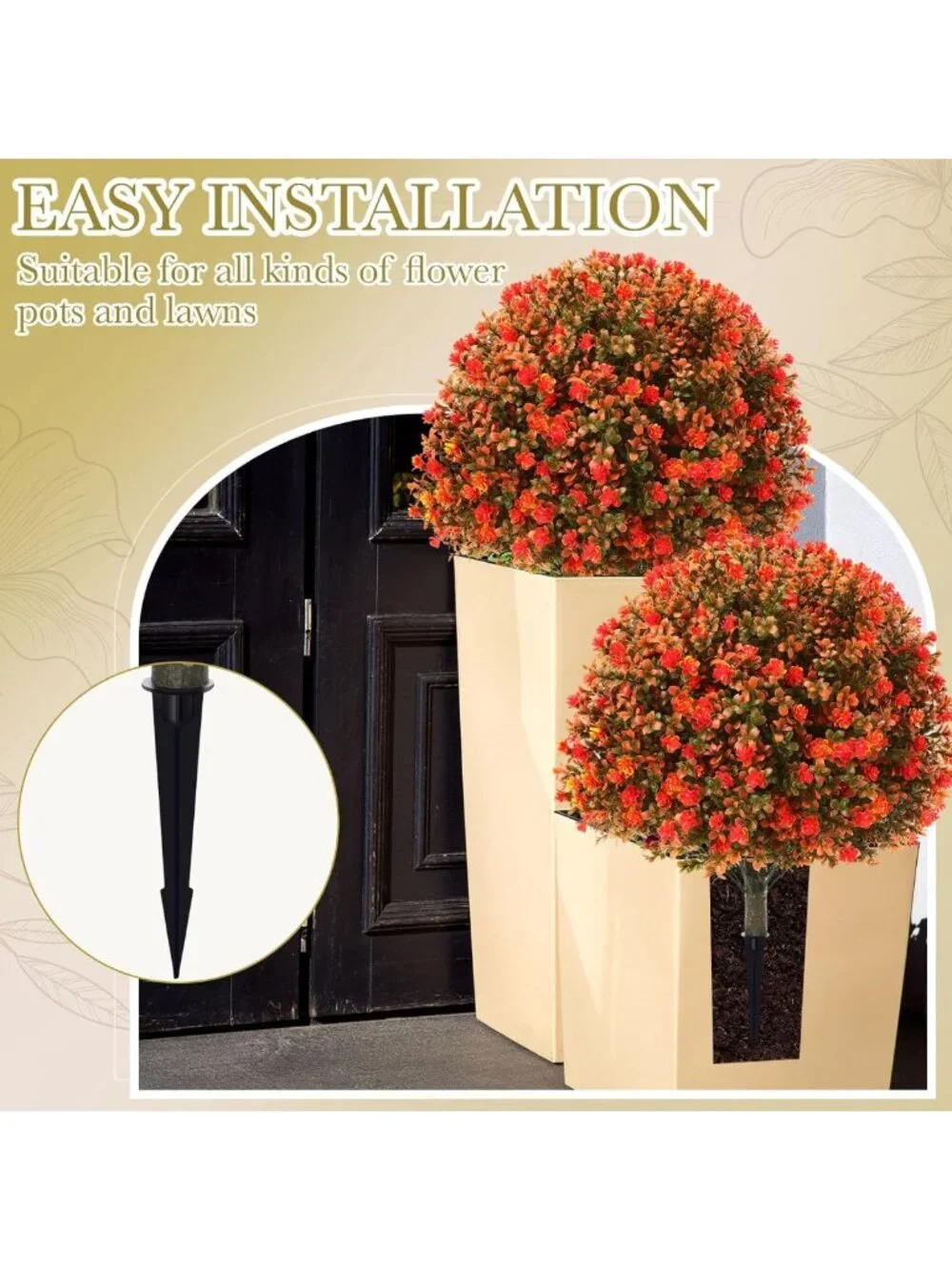 Set of 2 UV Resistant Artificial Boxwood Topiary Balls for Garden & Patio Decor